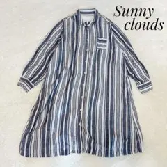 サニークラウズ　シャツワンピース　リネン混　大きいサイズ　3L　ストライプ