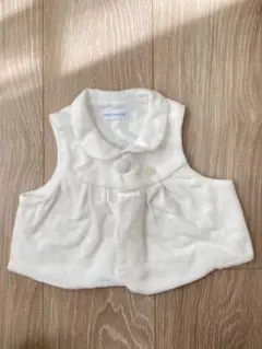 新品　ミキハウス　ベスト　ベロア　ベビー　ホワイト　新生児　60cm 70cm