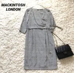 美品✨マッキントッシュロンドン【38】８部袖幾何学模様ワンピース 定価6.9万のサムネイル