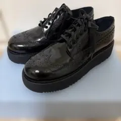 PRADA ブラック ブラッシュドレザーダービーシューズ36