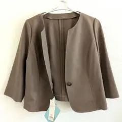 【極美品】洗える ノーカラージャケット ブラウン 3Lサイズ