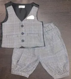 【Cherubic】80cmチェック柄 ベストとパンツセット