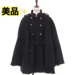 axes femme ダブルボタン　ケープ　ポンチョ　コート　黒　ブラック　刺繍