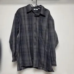 UNIQLO U チェック柄 長袖シャツ グレー系　Lサイズ