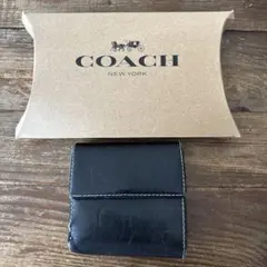 【COACH】コーチブラックレザー 二つ折り財布 メンズレディース 箱付き