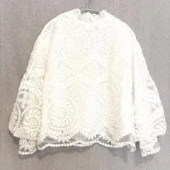 美品✦machatt レースブラウス ゆったりF 白ホワイト フォーマルOKのサムネイル