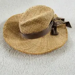 CA4LA】カシラ ハット ベージュ ストローハット リボン付き - メルカリ
