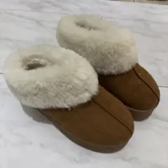 ブラウン 厚底ムートンブーツ