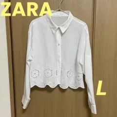 2025年 ZARA　クロップド丈　エンブロイダリー　 長袖シャツ カットワーク