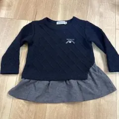 べべ　ネイビー色　裾フリルトレーナー　100サイズ