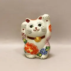 九谷焼　両手招き猫　花づくしのサムネイル