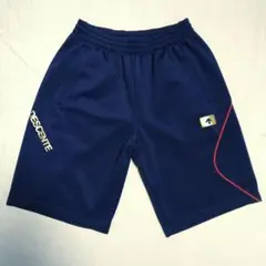 DESCENTE 　ネイビー　ハーフパンツ ゴールドロゴ　赤ライン
