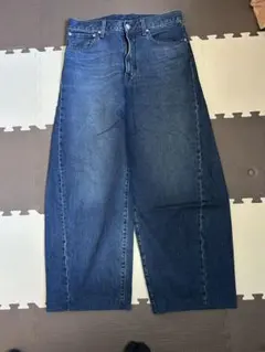 GUダークブルー ワイドレッグデニム