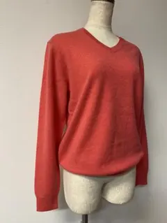 UNIQLO メンズ　Vネック ニット M カシミア100% ピンク　肉厚