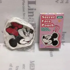 【ミニー】 ミッキー　シークレットポーチ カラビナ付き フェイスダイカット