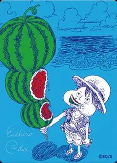 ワンピース ナツコミ　2026 ルフィ スイカ イラストカード 5枚セット ナツコミ 2026 メタキラカード ONE PIECE 尾田栄一郎 ルフィ - メルカリ