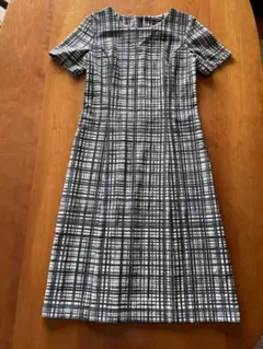 ロートレアモン　半袖ワンピース　ブルーラインチェック柄　38