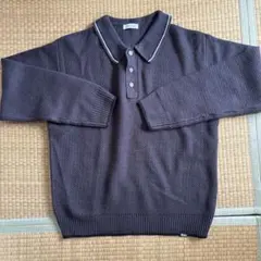 ダークブラウン ポロニット 長袖