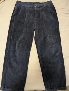ネイビー コーデュロイ ワイドパンツ　M