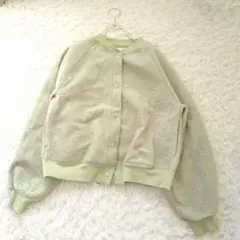 niko and ... ボアブルゾンジャケット Lライトグリーンポワン袖