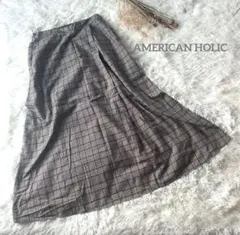 アメリカンホリック✳︎ロングスカート　チェック　ブラウン　トレンド　淡色　春