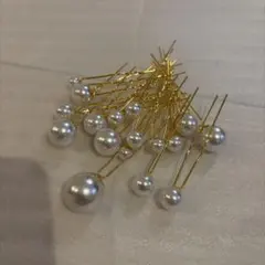 パール付きゴールドヘアピン　パール