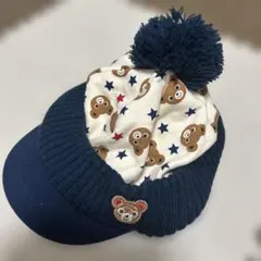 MIKI HOUSE キッズ キャップ 帽子 くま 星柄 ネイビー