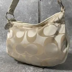 coach コーチ　ワンショルダーバッグ　ホーボー　シグネチャー　ベージュ