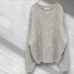 フリークスストア　М　Ｌ　ニット　アイボリー　シャギー　ラメ　長袖　セーター