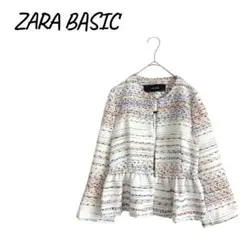 ZARA BASIC 【XS】ノーカラージャケット ペプラム オフィスカジュアルのサムネイル