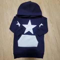 ネイビー 星柄 フード付き パーカー　80サイズ