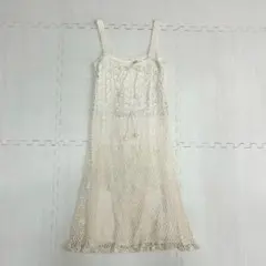 ナチュラル キャミワンピース コットンレース ホワイト ガーリー 森ガール 古着