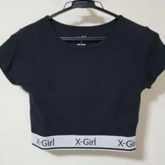 X-Girl ブラック クロップドTシャツ S