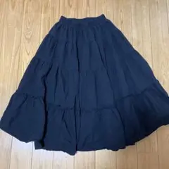 LAUIR ギャザーフリルティアードスカート　黒のサムネイル