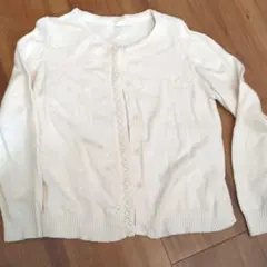 アイボリー ニットカーディガン パール装飾　GU　120