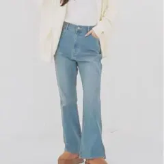 【新品未着用】Honeys デニム フレアパンツ ユーズドブルー Sサイズのサムネイル