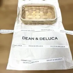 DEAN & DELUCA ウッドバスケット かご(布袋、リボンセット)