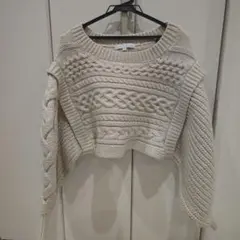 最終価格】MERCURYDUO アイボリー　クロップド ケーブルニット F