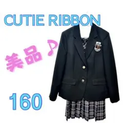 5点セット☆CUTIE RIBBON 160 女の子 黒 チェック フォーマル