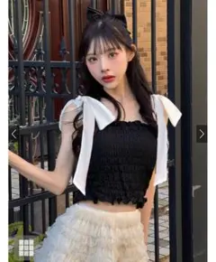 【新品未使用】GRL カップ入りリボンストラップショート丈キャミソール