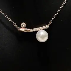 K10 ピンクG ダイヤモンド0.07ct ネックレス アコヤパール5.2mm