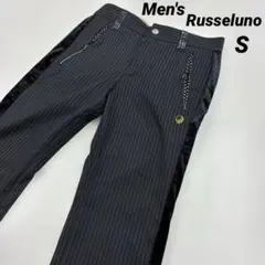 【美品】Russelunoメンズ ゴルフパンツ ストライプ ブラック S