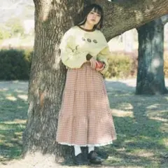 ち*わ様 anoco no oheya チェック ティアードスカート 裾レース