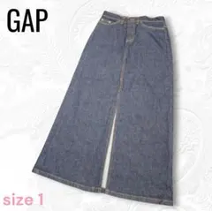 GAP マキシ丈 Aライン デニムスカート スリット入り インディゴ サイズ1