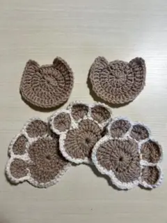 猫のアクリルたわし/コースター　5枚セット