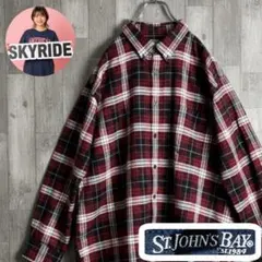 Y2K ST.JOHN’S BAY チェックシャツ ボタンダウン 2XL 赤黒