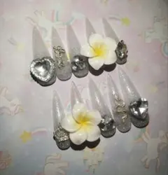 グリッター フラワーネイルチップ 10個セット