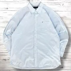 TOMMY HILFIGER 長袖シャツ 刺繍ロゴ 水色 XL 1777