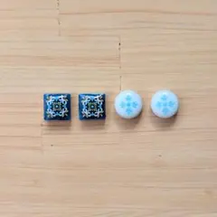 no.520　美濃焼タイルピアス　イヤリング４個セット