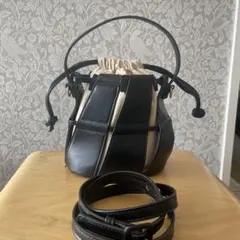 バケットバッグ ブラック/ベージュ